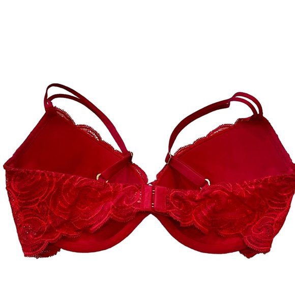 Victoria's Secret Red Valentine's Day Lace Push Up Bra 36D - Picture 3 of 5